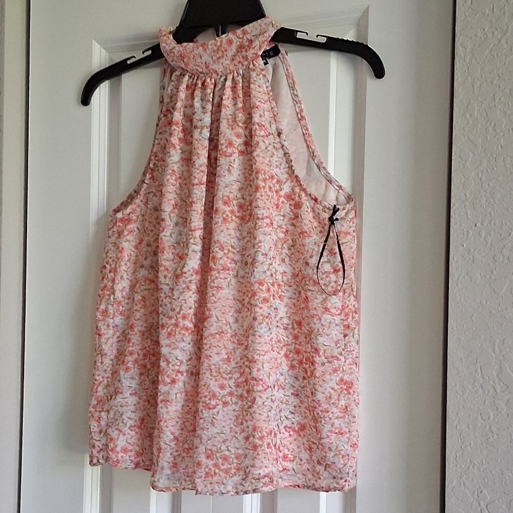 1 STATE Sleeveless Floral Lined Halter Tie Back Blouse Women's Size XS